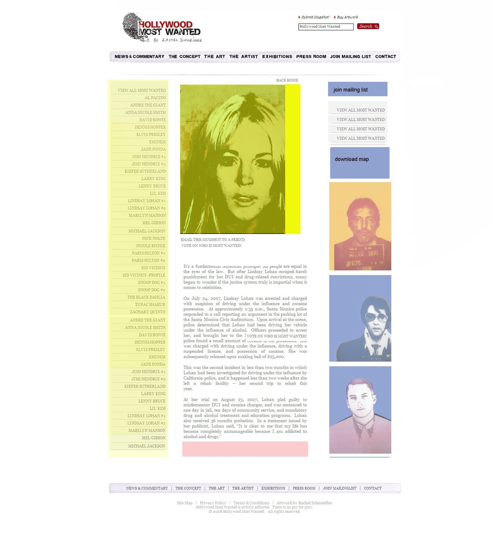 Recovered Hollywood Most Wanted website
